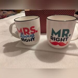 Set Of 2 Coffee Mugs 'Mr Right' And 'Mrs Always Right' 13oz Cups Mugs Gi…